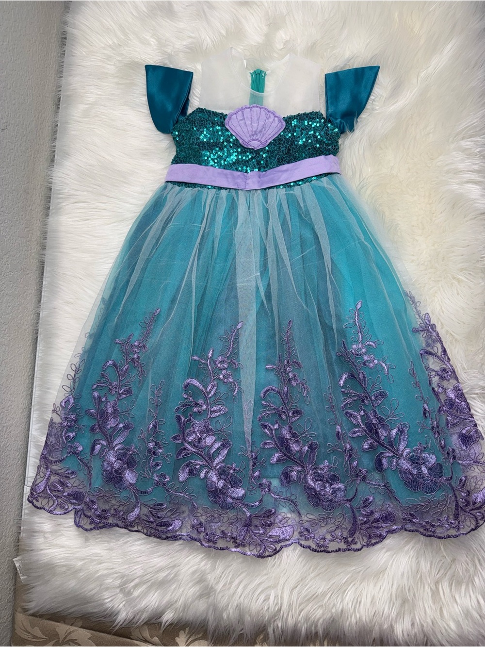 Girls Teal & Purple Sequin Mermaid Dress